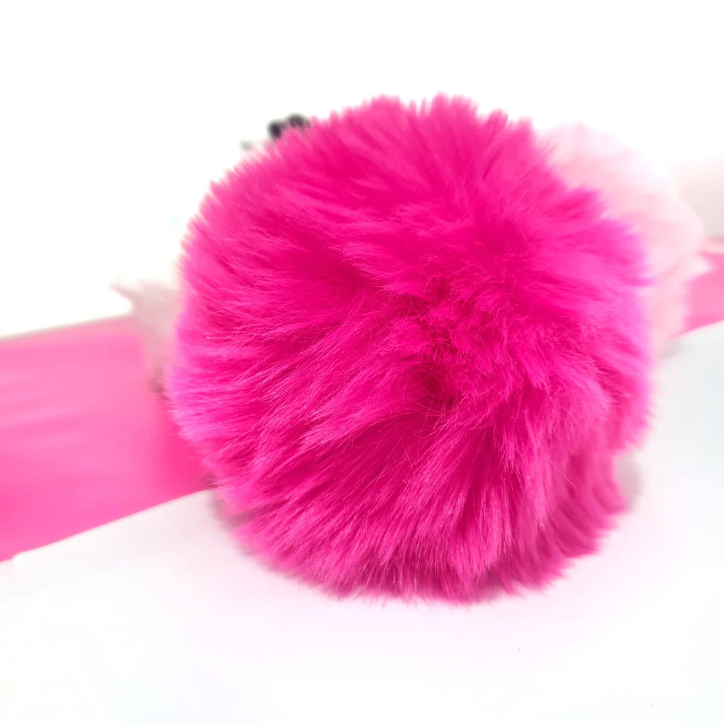 POMPOM SOLTO PELÚCIA GRANDE COM ELÁSTICO - 10cm