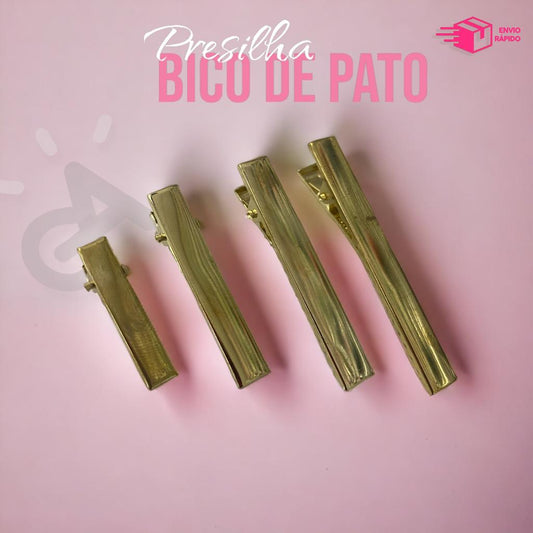 25 Unidades De Presilha Bico De Pato Quadrado Para Cabelos -  Com Dente - Ouro