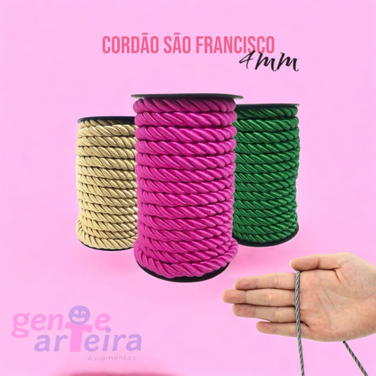 CORDÃO SÃO FRANCISCO 4MM - ROLO COM 10 METROS