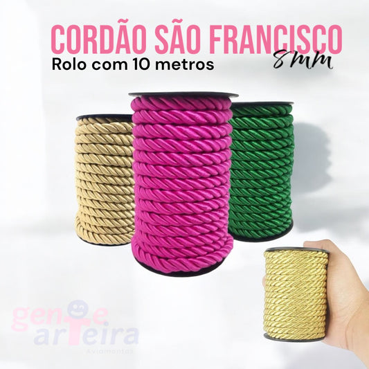 CORDÃO SÃO FRANCISCO 8MM - ROLO COM 10 METROS