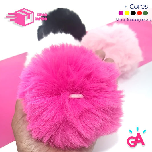 POMPOM SOLTO PELÚCIA GRANDE COM ELÁSTICO - 10cm
